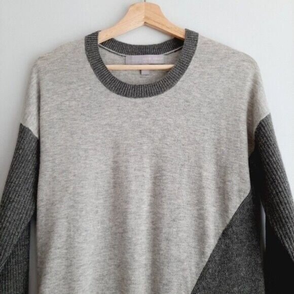 SOPHIA MILANO 100% 2-ply Cashmere Sweater Colorblock Grey Sz S - Picture 3 of 7